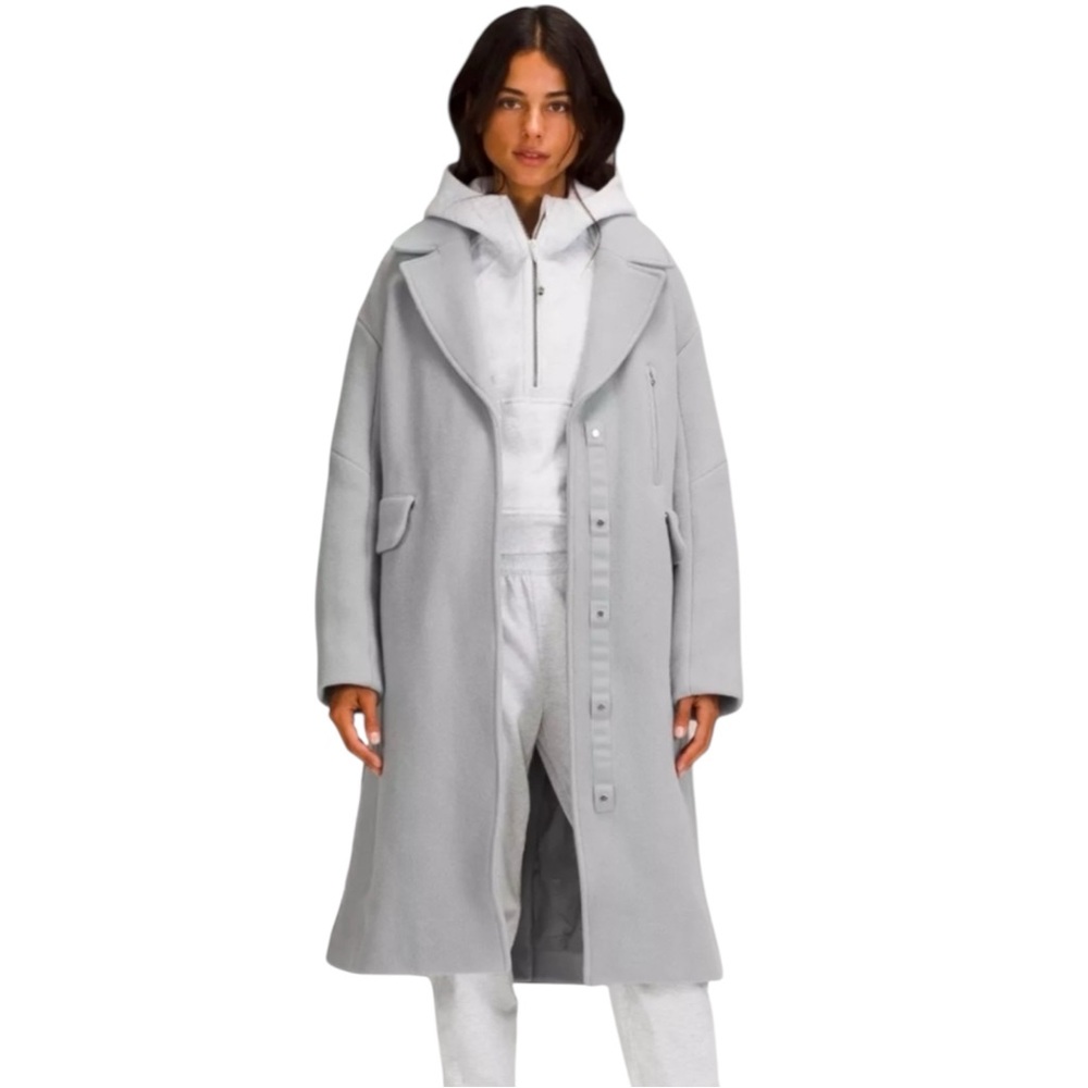 LULULEMON Long Wrap Coat Light Gray Oversized Jacket Size 12 -- GORGEOUS!!! - Picture 2 of 9
